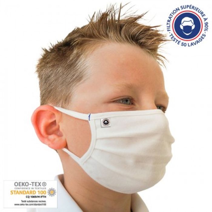 MASQUE DE PROTECTION ENFANT BLANC EN TISSU/1