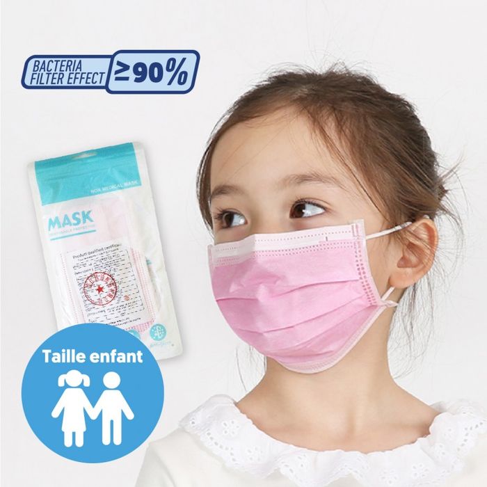 MASQUE DE PROTECTION ENFANTS COULEURES ROSE/BLEU/BLANC